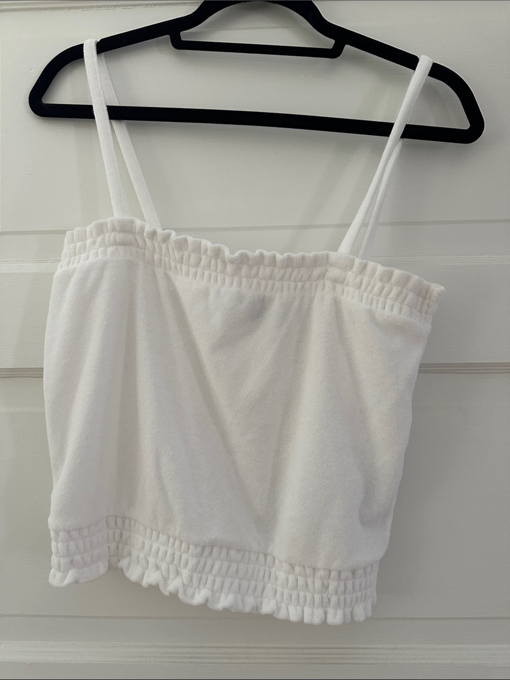 JCrew Women's White Terrycloth Tube Camisole with Thin Straps